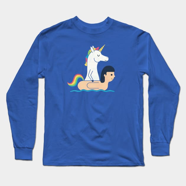 Unicorn Float Long Sleeve T-Shirt by HandsOffMyDinosaur